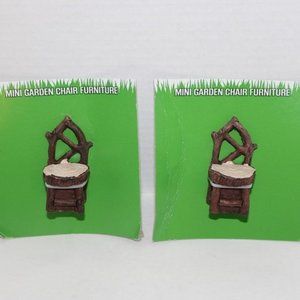 Mini Fairy Flower Garden Outdoor Chairs 2 Piece Resin 2.5" x 1.25" x 1.25" NEW